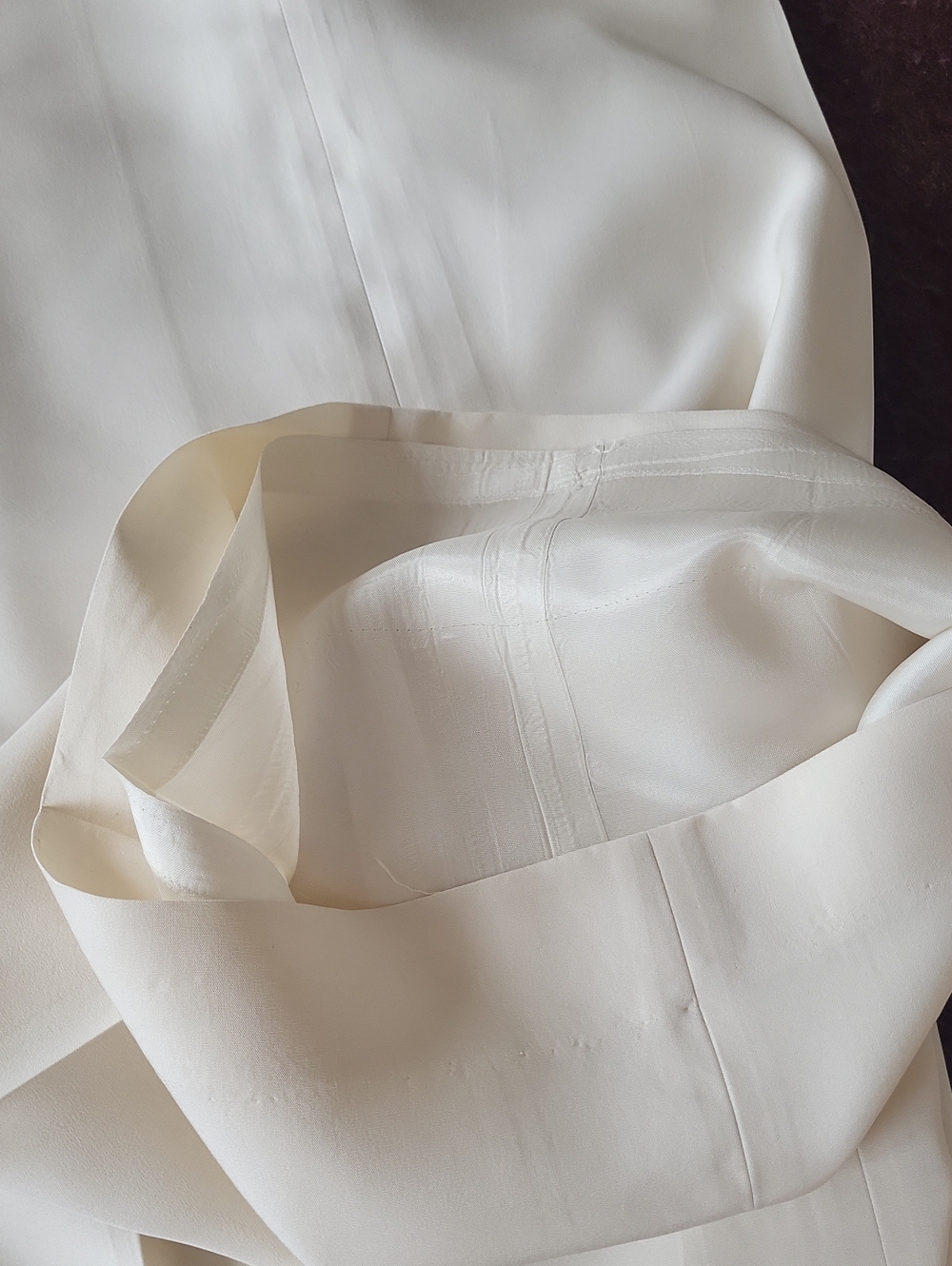 Saks Fifth Avenue Cream Wide-Leg Trousers 100% Silk - Picture 14 of 14